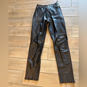 Toffs Vintage Black Leather 5 pocket Jean style pants size 8